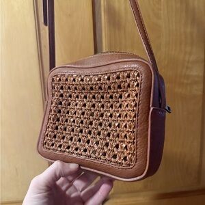 Anthropologie brown faux leather mini crossbody